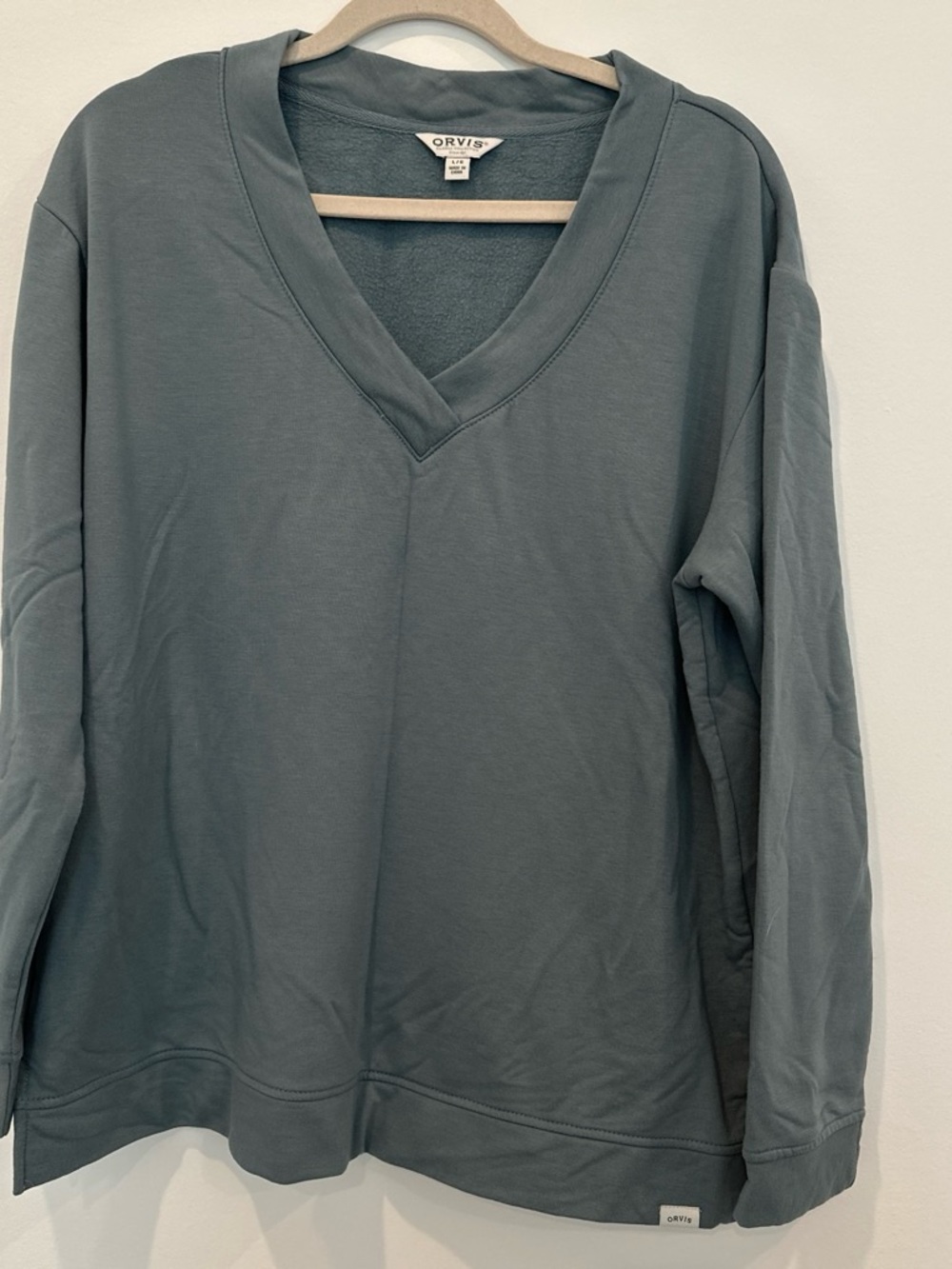 Orvis Slate Green V-Neck Long Sleeve Sweatshirt